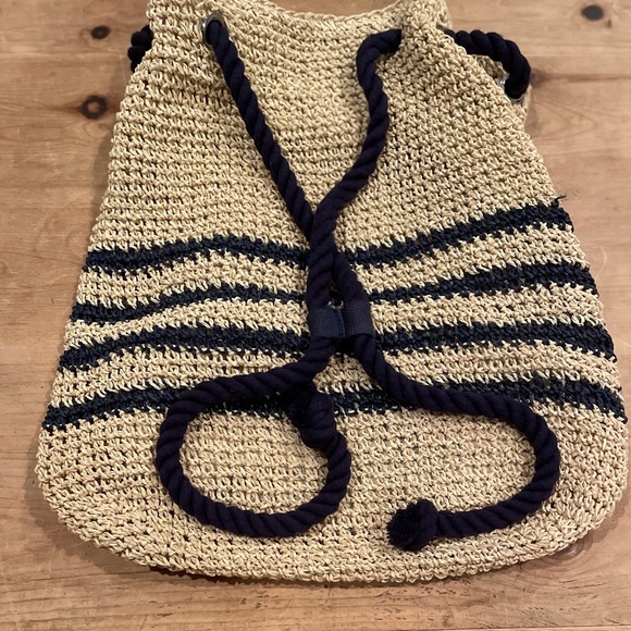 Cynthia Rowley Woven cotton floral lined beach bag backpack braided OS - Picture 7 of 7